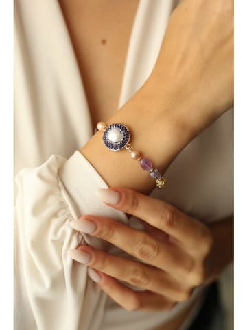 L'Atelier de Gaia Vergulde armband met edelstenen en parels