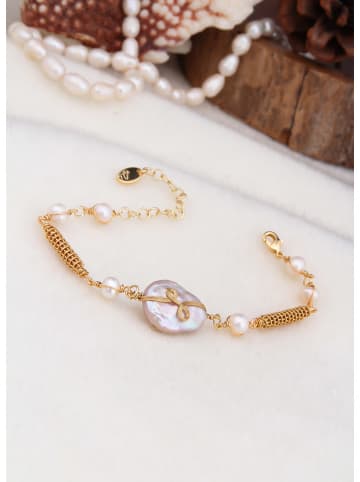 L'Atelier de Gaia Vergold. Armband mit Perlen und Perlmutt