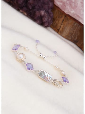 L'Atelier de Gaia Versilbert. Armband mit Perlen und Edelsteinen