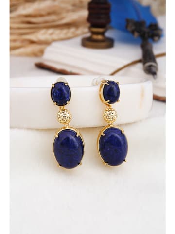 L'Atelier de Gaia Pozłacane kolczyki z lapis lazuli