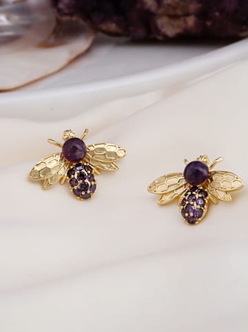 L'Atelier de Gaia Vergulde oorstekers met edelstenen