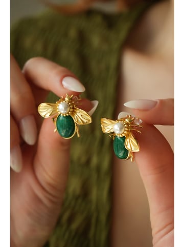 L'Atelier de Gaia Vergulde oorstekers met edelstenen