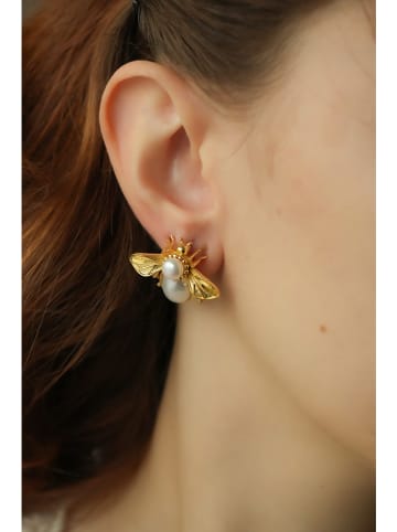 L'Atelier de Gaia Vergulde oorstekers met parels