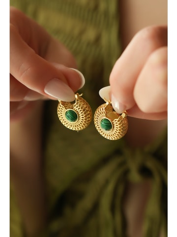 L'Atelier de Gaia Pozłacane kolczyki z malachitami