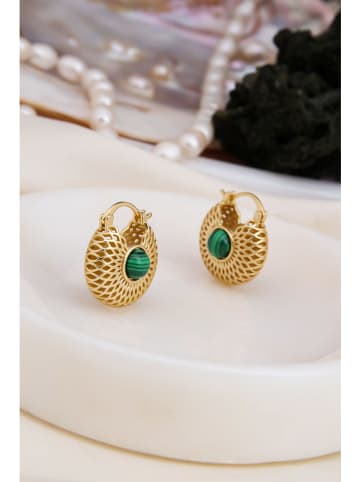 L'Atelier de Gaia Pozłacane kolczyki z malachitami
