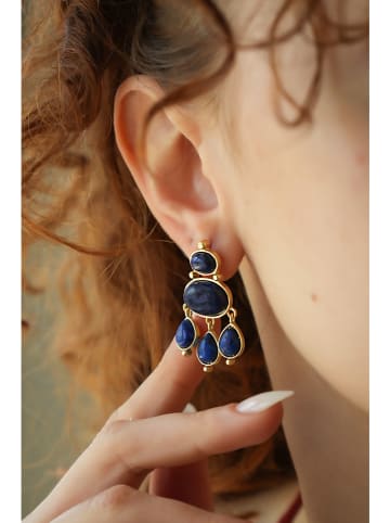 L'Atelier de Gaia Pozłacane kolczyki z lapis lazuli