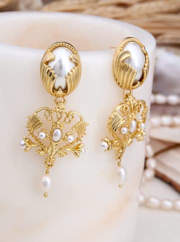 L'Atelier de Gaia Vergulde oorstekers met parels