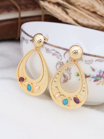 L'Atelier de Gaia Pozłacane kolczyki-wkrętki z kryształami i perłami