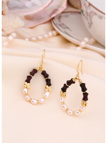 L'Atelier de Gaia Pozłacane kolczyki z perłami i agatami