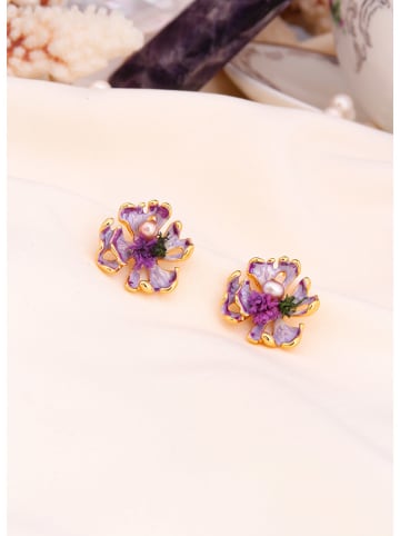 L'Atelier de Gaia Pozłacane kolczyki-wkrętki z masą perłową