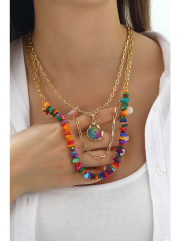 L'Atelier de Gaia Pozłacany naszyjnik z kwarcem - dł. 45 cm