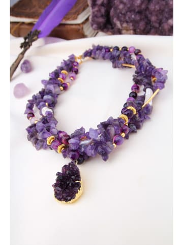 L'Atelier de Gaia Vergulde ketting met edelstenen - (L)47 cm