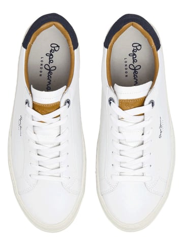 Pepe Jeans FOOTWEAR Leren sneakers "Yogi" wit