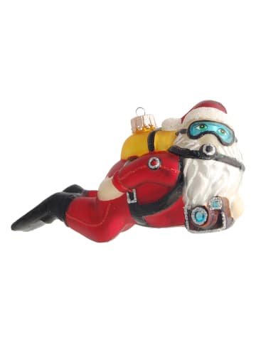Krebs Glas Lauscha Kerstboomversiering "Duikende Kerstman" rood - (B)12 cm