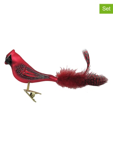 Krebs Glas Lauscha Christbaumornamente "Kardinal" in Rot - 2 Stück