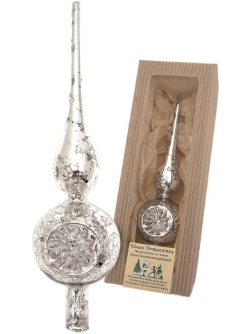 Krebs Glas Lauscha Reflex-Baumspitze in Silber - (H)23 cm