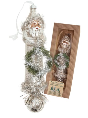 Krebs Glas Lauscha Christbaumornament "Santa" in Silber - (H)25 cm