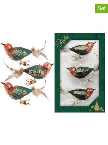 Krebs Glas Lauscha 3er-Set: Christbaumornamente in Bunt - (B)11 cm