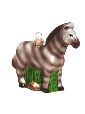 Krebs Glas Lauscha Kerstboomornament "Zebra" lichtbruin/grijs - (H)9 cm
