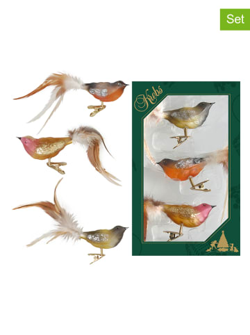 Krebs Glas Lauscha Kerstboomversiering "Glazen vogels" meerkleurig - 3 stuks
