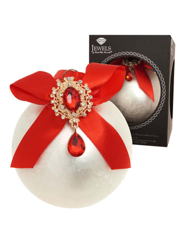 Krebs Glas Lauscha Kerstbal wit - Ø 8 cm