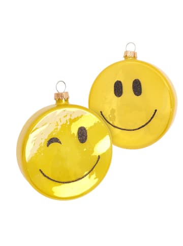 Krebs Glas Lauscha Christbaumornament ''Taler'' in Gelb - Ø 8 cm