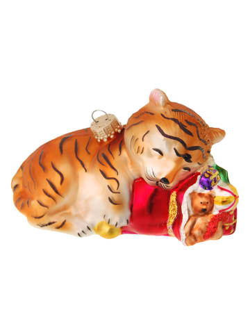 Krebs Glas Lauscha Christbaumornament "Babytiger" in Hellbraun - (L)10 cm