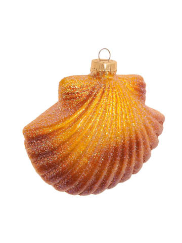 Krebs Glas Lauscha Christbaumornament "Jakobsmuschel" in Gold - (H)9 cm