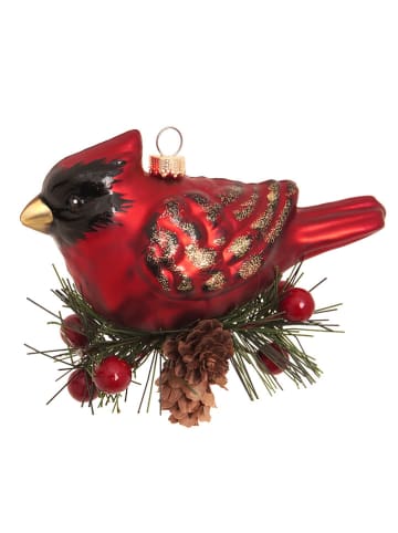 Krebs Glas Lauscha Christbaumornament "Kardinal Vogel" in Rot - (H)9 cm