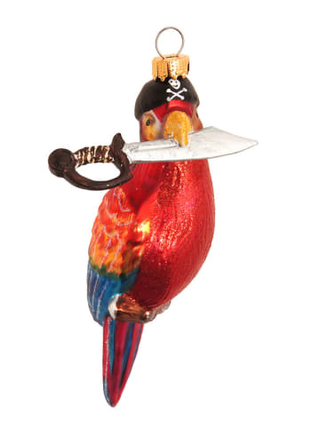 Krebs Glas Lauscha Kerstboomornament "Papagaai" rood - (H)13 cm