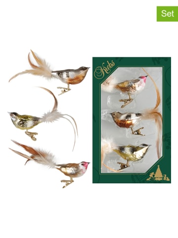 Krebs Glas Lauscha Kerstboomversiering "Glazen vogels" meerkleurig - 3 stuks