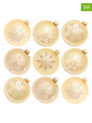 Krebs Glas Lauscha Christbaumkugeln in Gold - 9 Stück - Ø 8 cm