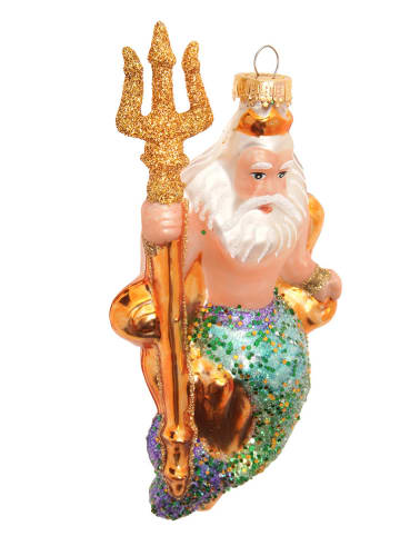 Krebs Glas Lauscha Christbaumornament "Neptun" in Bunt - (H)15 cm