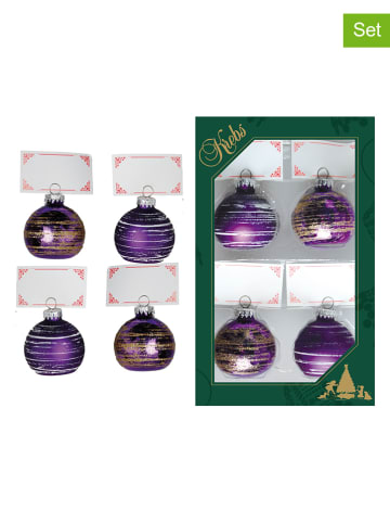 Krebs Glas Lauscha Platzkartenhalter in Lila - 4 Stück