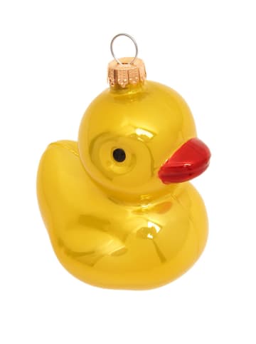Krebs Glas Lauscha Kerstboomornament "Badeendje" geel - (H)7 cm