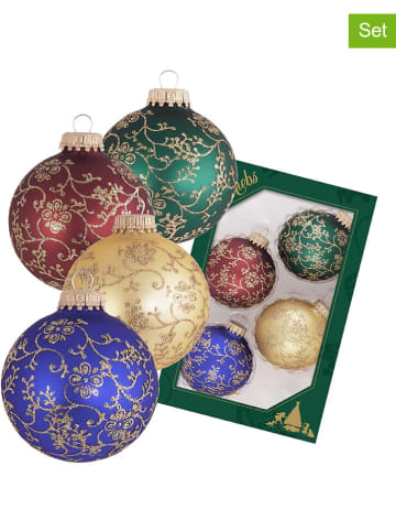 Krebs Glas Lauscha 4-delige set: kerstballen meerkleurig - Ø 7