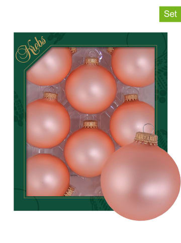 Krebs Glas Lauscha 8-delige set: kerstballen lichtroze - Ø 7 cm