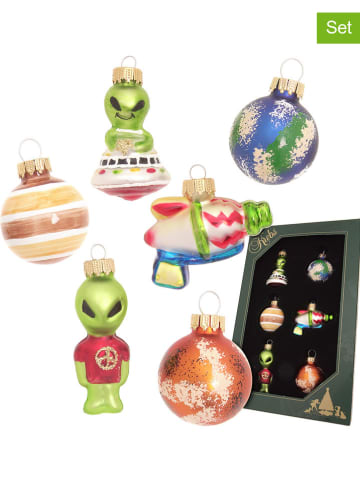 Krebs Glas Lauscha Ozdoby choinkowe (6 szt.) "Mini Alien" ze wzorem