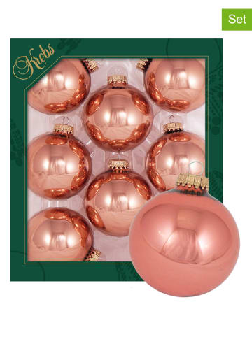 Krebs Glas Lauscha Christbaumkugeln in Rosa - 8 Stück