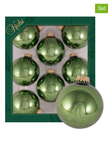Krebs Glas Lauscha Christbaumkugeln in Grün - 8 Stück