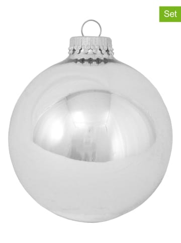 Krebs Glas Lauscha Christbaumkugeln in Silber - 4 Stück