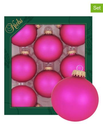 Krebs Glas Lauscha Christbaumkugeln in Pink - 8 Stück