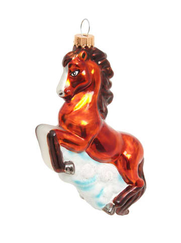 Krebs Glas Lauscha Christbaumornament "Feuerpferd" in Braun - (H)8 cm