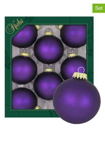 Krebs Glas Lauscha Christbaumkugeln in Lila - 8 Stück