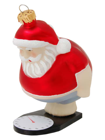 Krebs Glas Lauscha Kerstboomversiering "Kerstman op weegschaal Ohohoho" rood - (L)11 cm