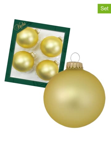 Krebs Glas Lauscha 4-delige set: kerstballen goudkleurig - Ø 8 cm
