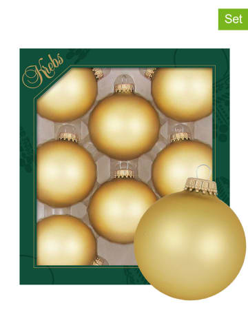 Krebs Glas Lauscha 8er-Set: Christbaumkugeln in Gold - Ø 7