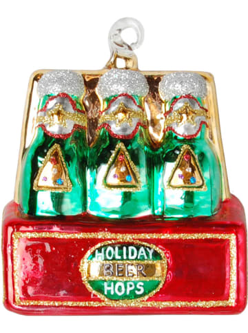 Krebs Glas Lauscha Christbaumornament "6-Pack-Bier" in Bunt - (L)9 cm