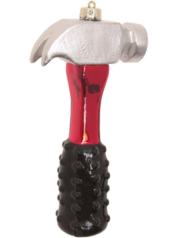Krebs Glas Lauscha Christbaumornament "Roter Hammer" in Schwarz/ Rot/ Silber - (L)10 cm