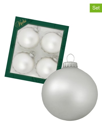 Krebs Glas Lauscha Christbaumkugeln in Silber - 4 Stück